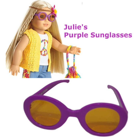 American Girl Doll Julie's PURPLE SUNGLASSES Round Groovy 70's Eye Glasses NEW - Picture 5 of 5